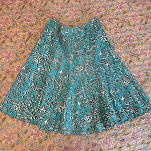 Rafaella Vintage Blue Floral Pattern Linen Women’s Skirt